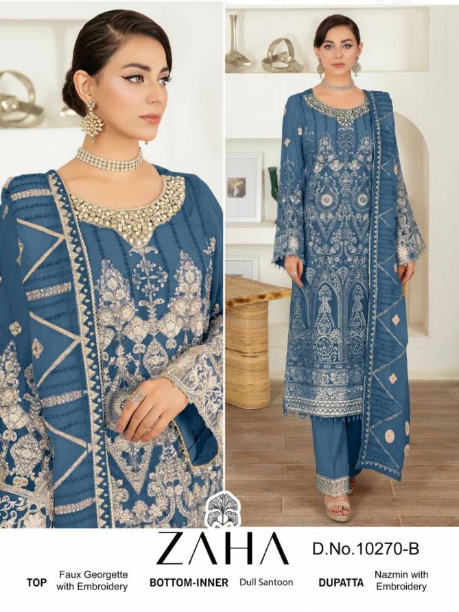 Zaha 10270 A And B Heavy Embroidery Georgette Pakistani Suits Wholesale Shop In Surat